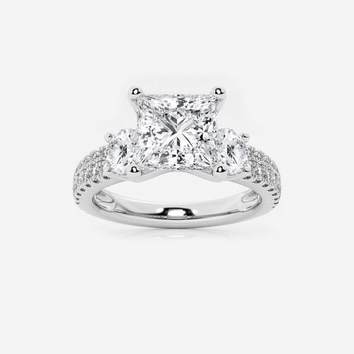Princess Engagement Ring with Double Row Side Accents