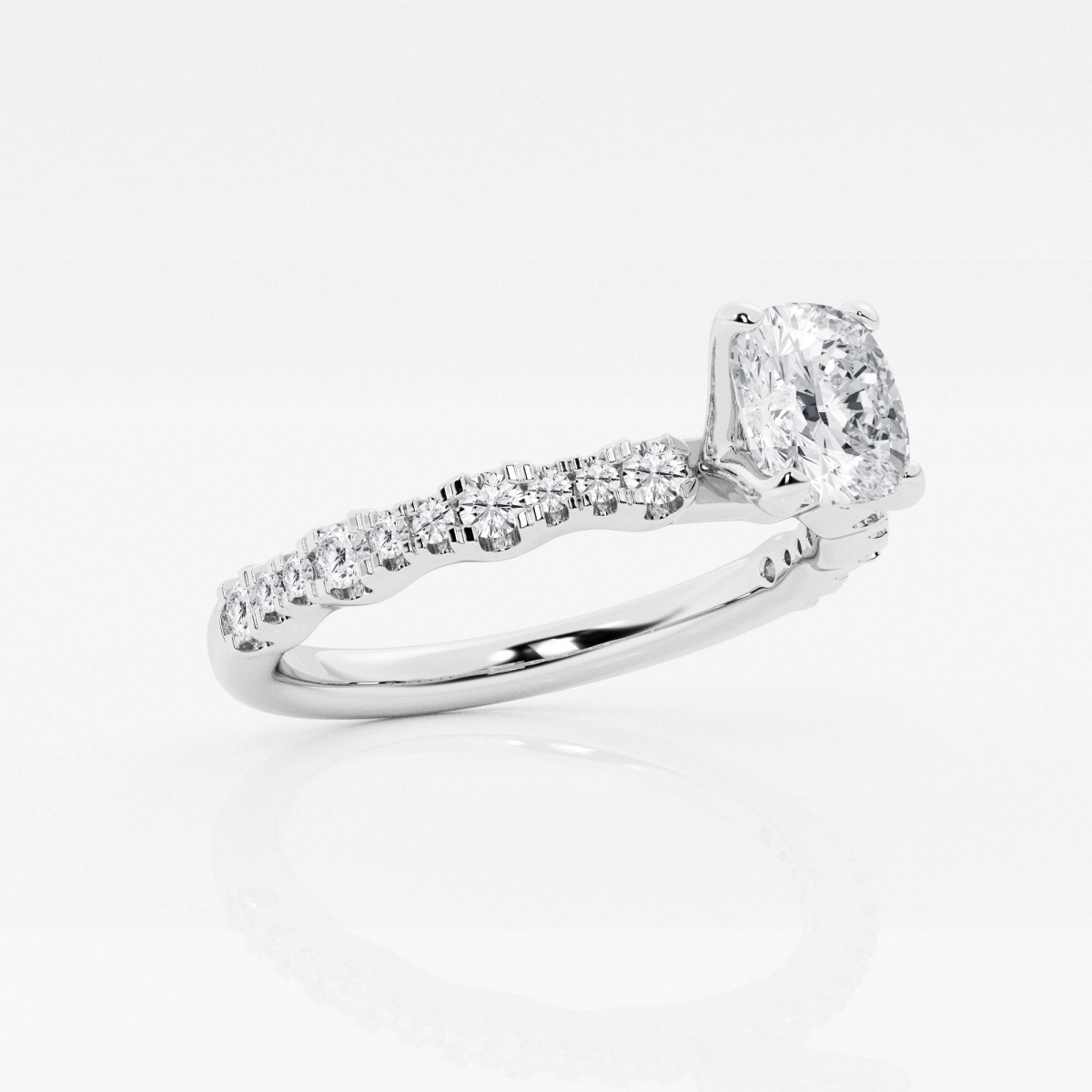 Additional Image 1 for  1 ctw Cushion Lab Grown Diamond Station Engagement Ring