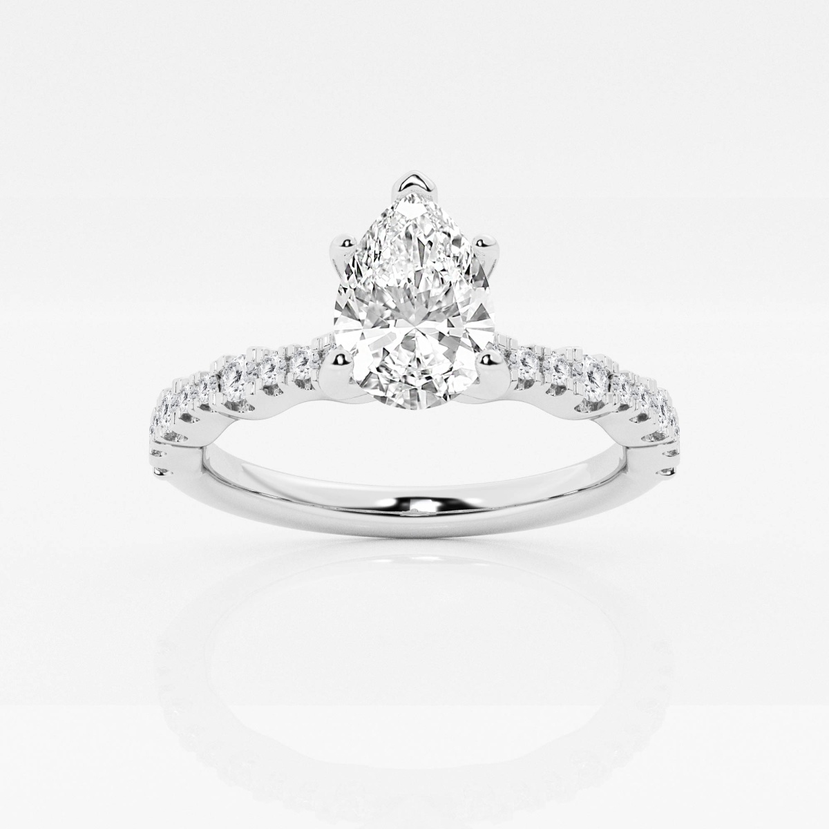 Perla. 1ctw. Pear-Shaped Diamond Halo Engagement Ring in 14K White Gold