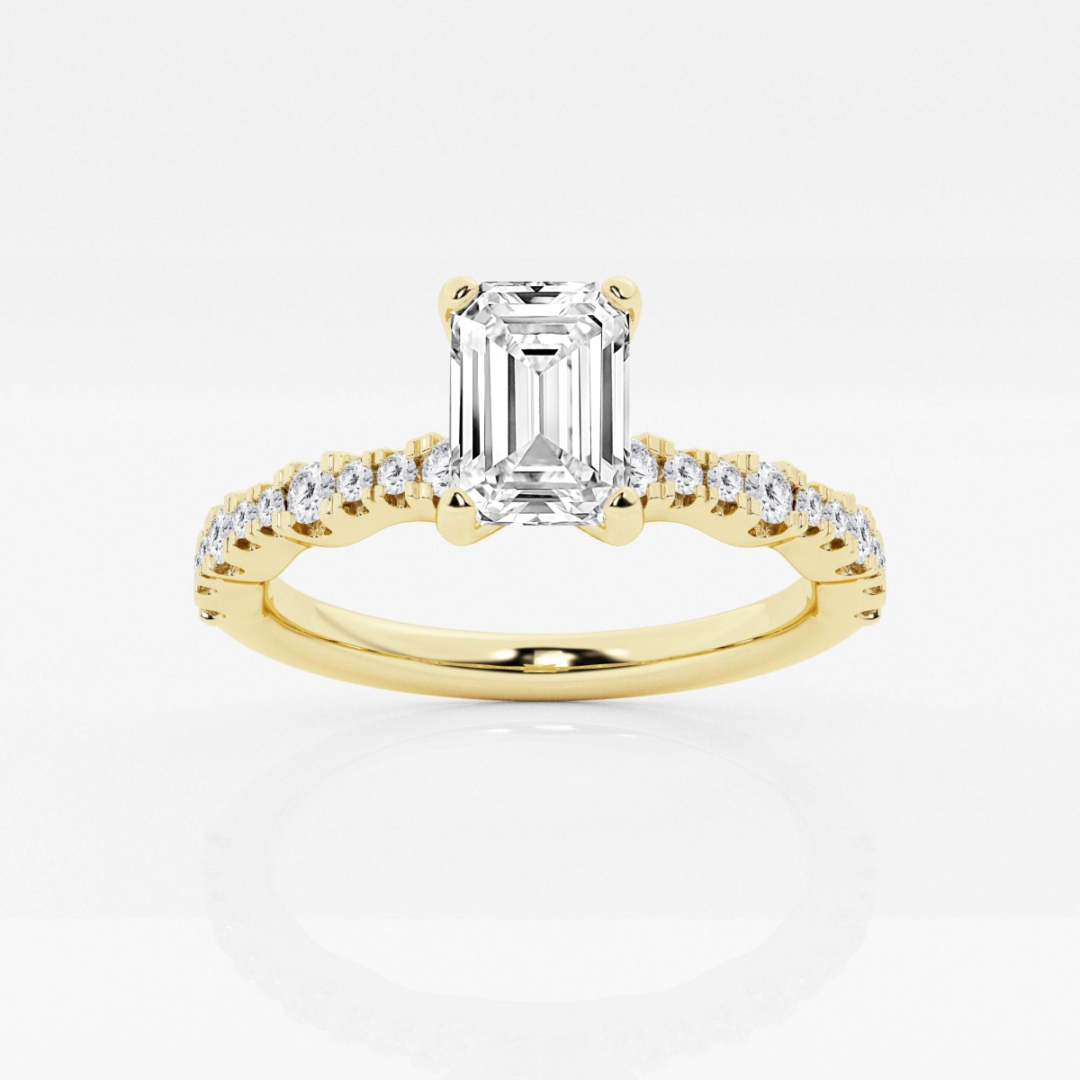1 ctw Emerald Lab Grown Diamond Station Engagement Ring