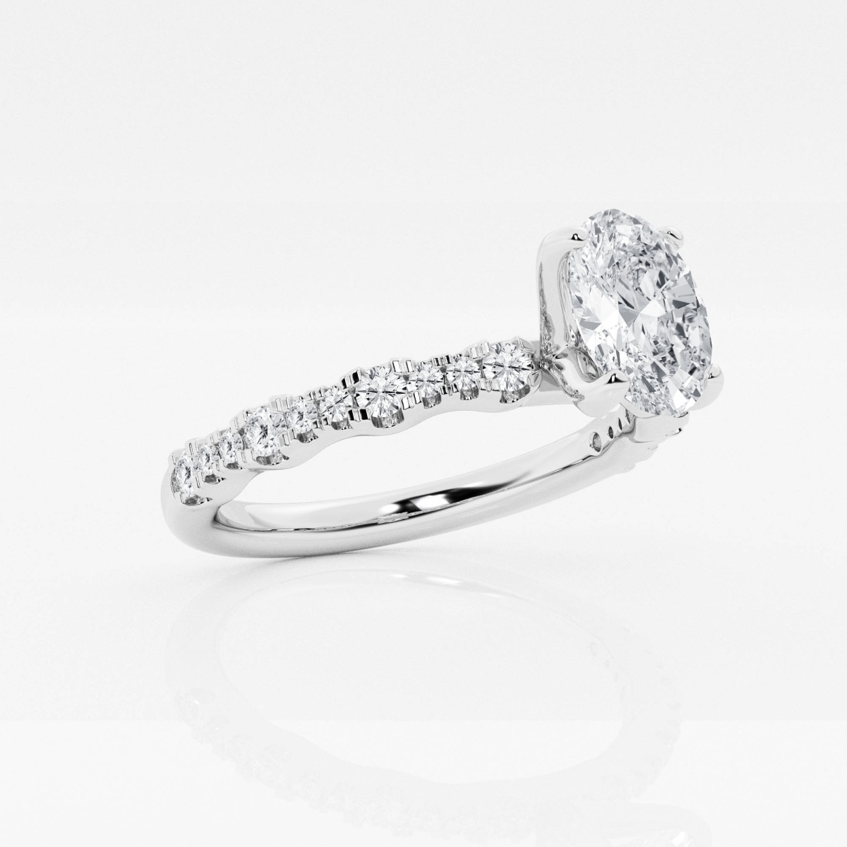 1 ctw Oval Lab Grown Diamond Station Engagement Ring - Grownbrilliance