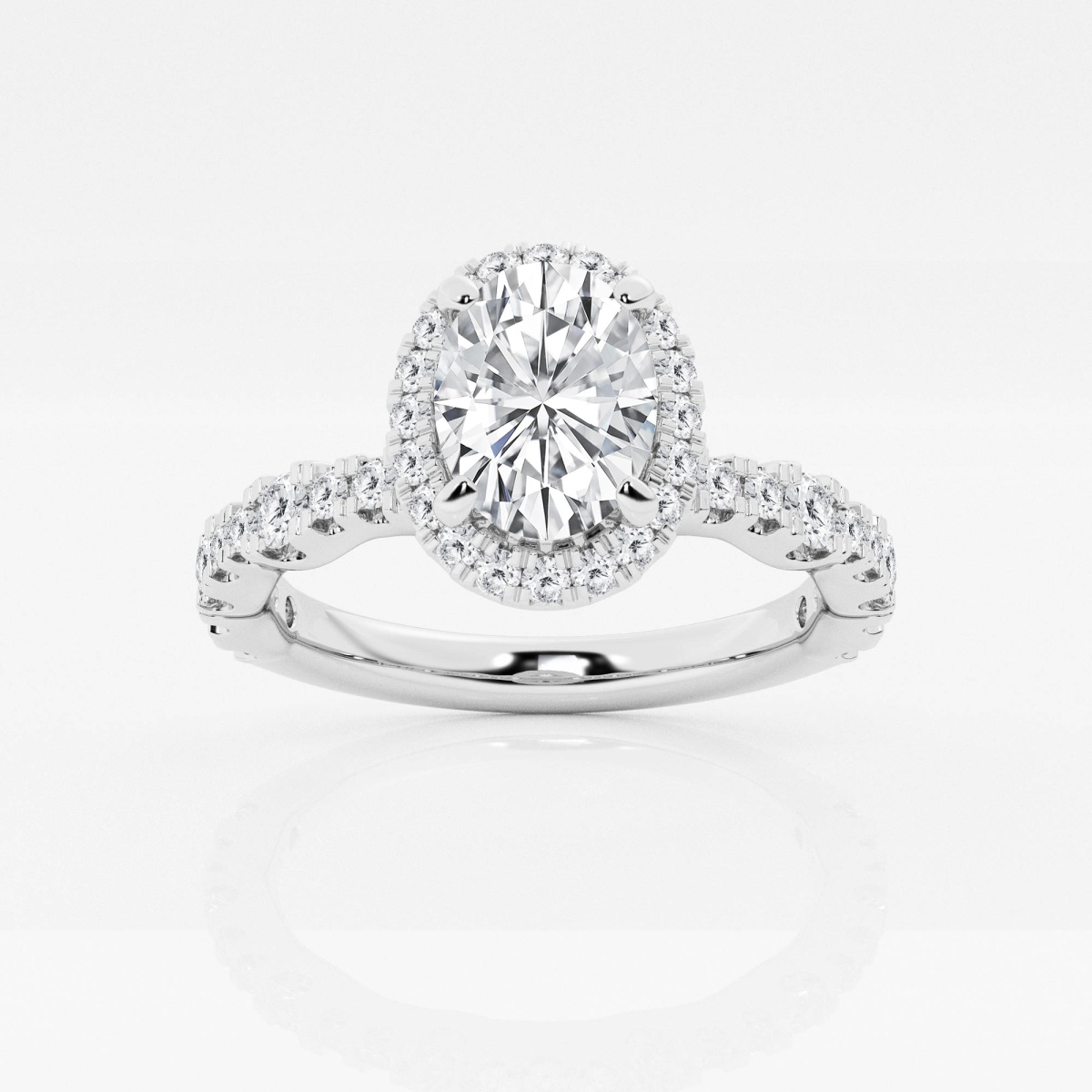 1 2/3 ctw Oval Lab Grown Diamond Station Halo Engagement Ring