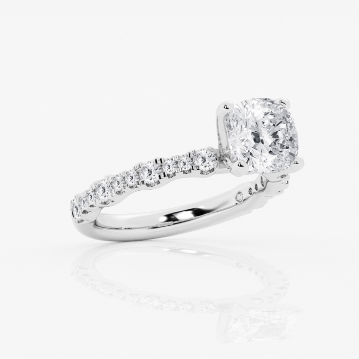 Additional Image 1 for  3 ctw Cushion Lab Grown Diamond Station Engagement Ring