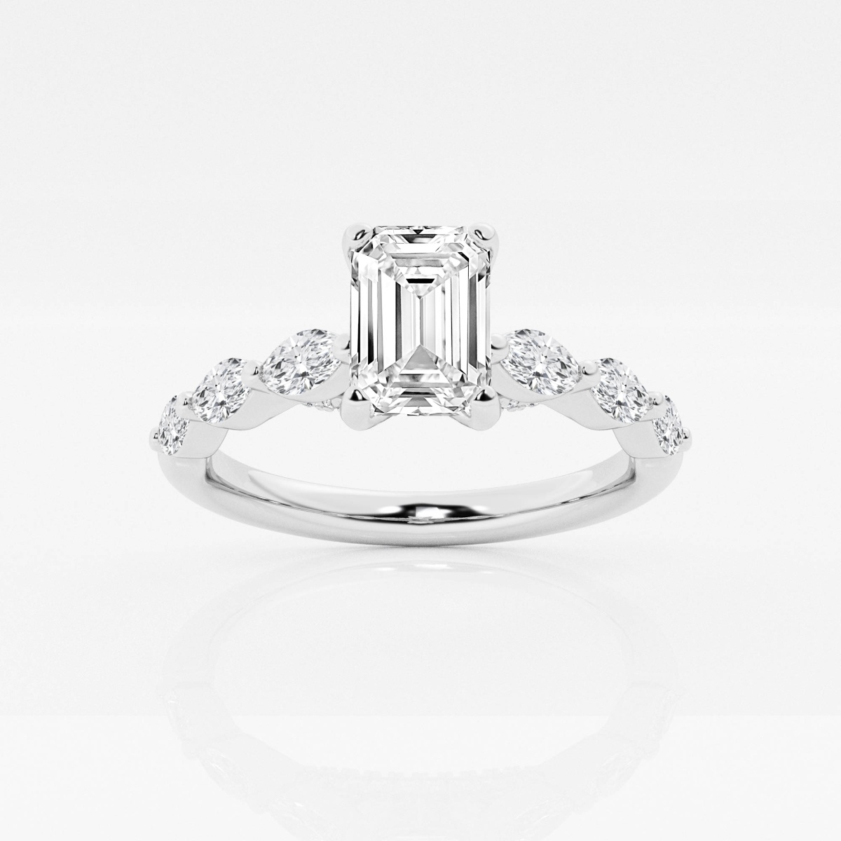 emerald cut halo engagement rings side view