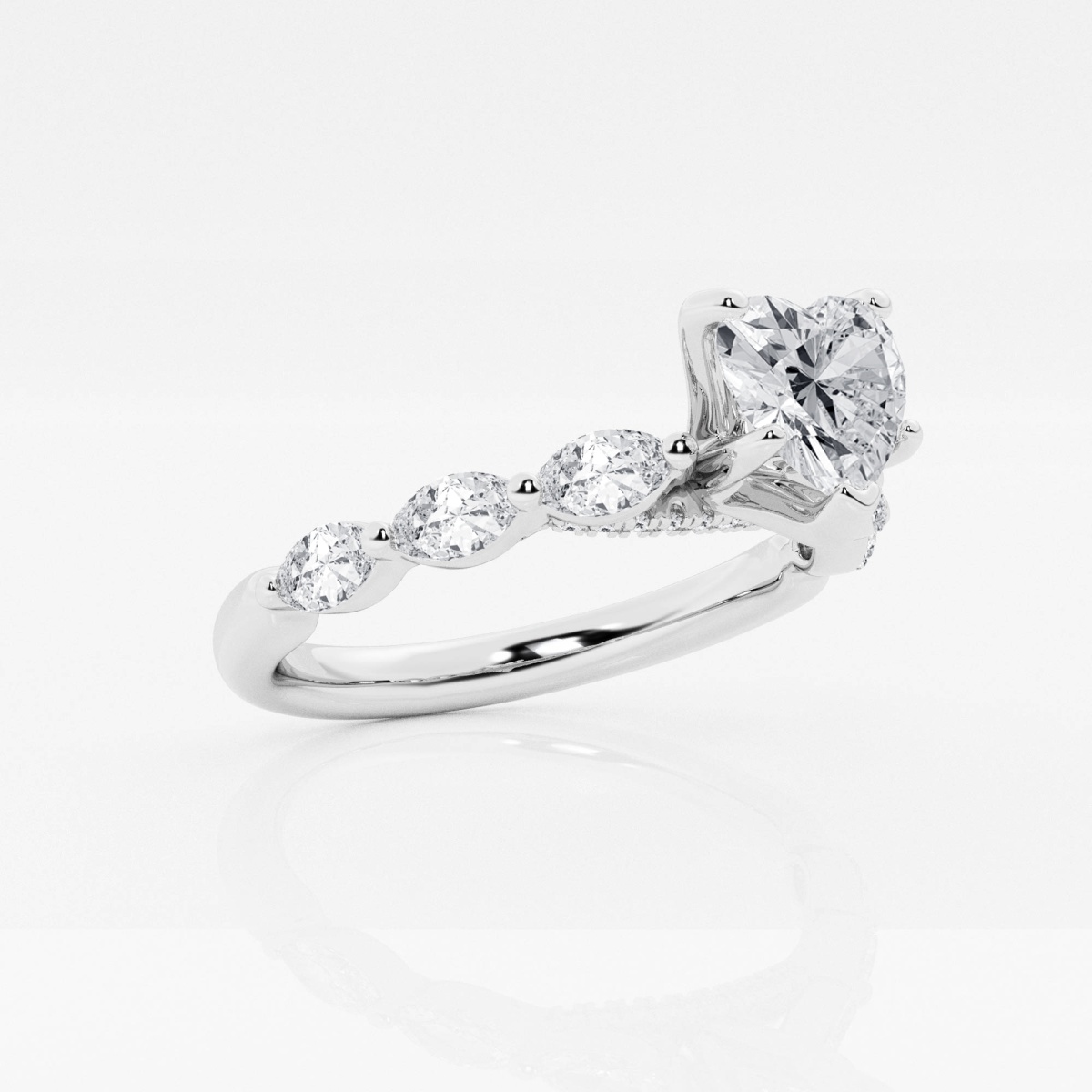 Additional Image 1 for  1 2/5 ctw Heart Lab Grown Diamond Engagement Ring with Floating Marquise Side Accents