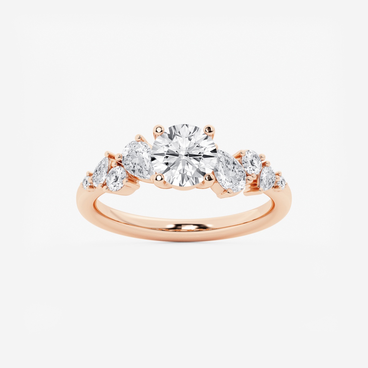 Nina 1 1/2 ctw Round Lab Grown Diamond Side Stone Engagement