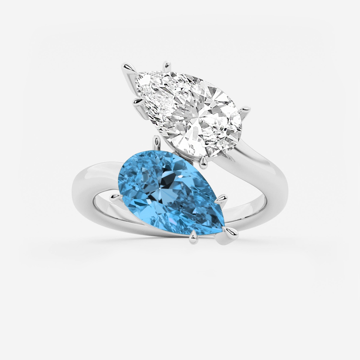6 ctw Fancy Blue Pear Lab Grown Diamond Bypass Two Stone