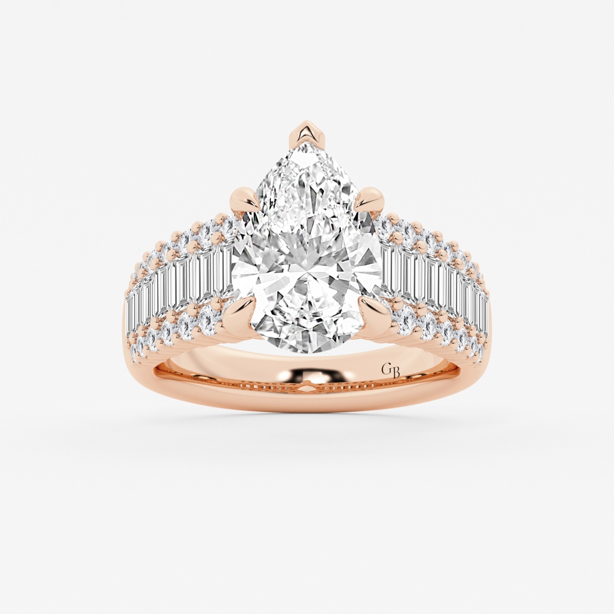 6 1/4 ctw Pear Lab Grown Diamond Side Stone Engagement Ring