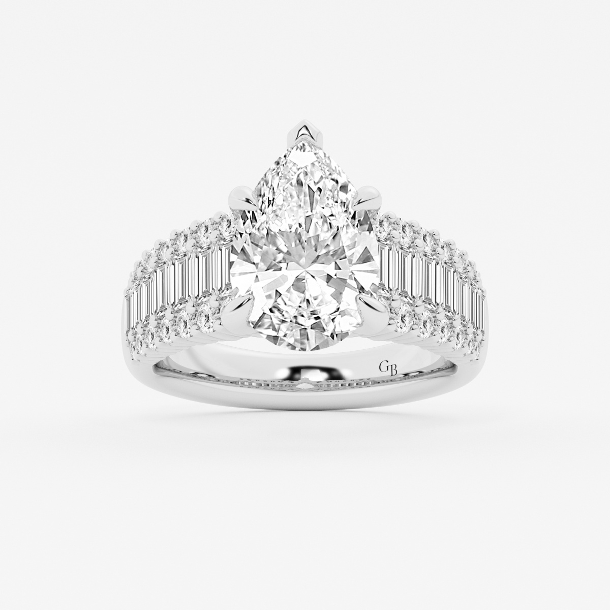 6 1/4 ctw Pear Lab Grown Diamond Side Stone Engagement Ring