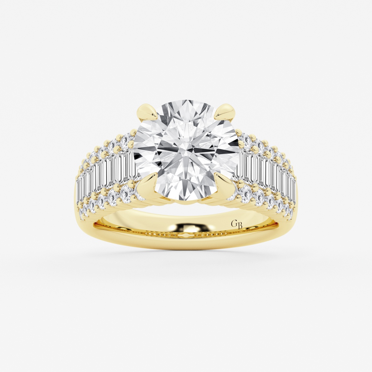 6 1/4 ctw Round Lab Grown Diamond Side Stone Engagement Ring