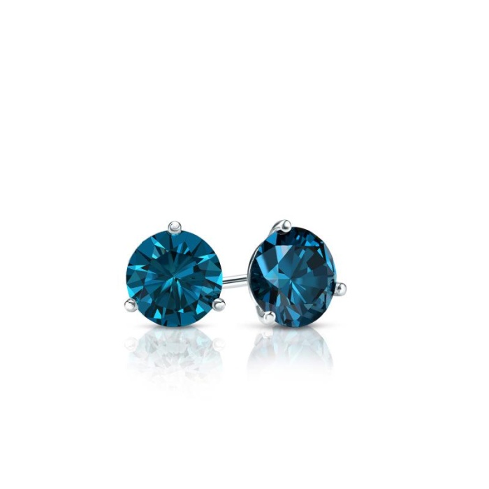 1/2 ctw Round Blue Lab Grown Diamond Stud Earrings in Sterling Silver