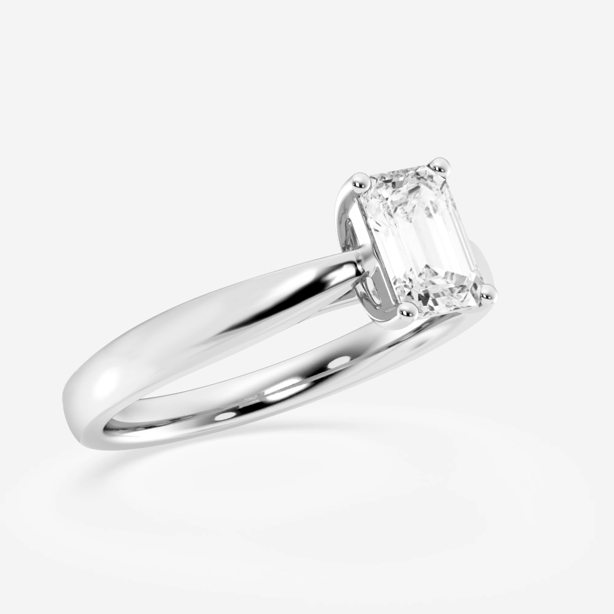 1 ctw Emerald Lab Grown Diamond Trellis Solitaire Engagement Ring