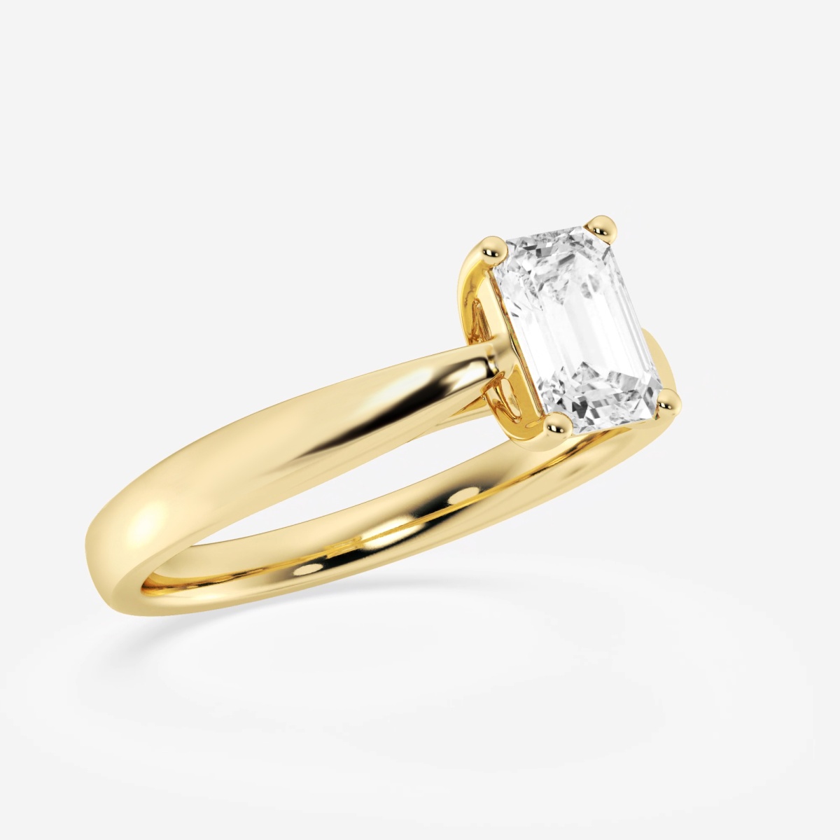 1 ctw Emerald Lab Grown Diamond Trellis Solitaire Engagement Ring