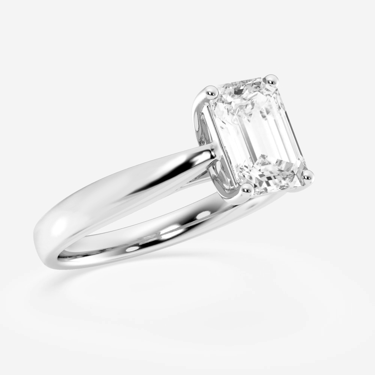2 ctw Emerald Lab Grown Diamond Trellis Solitaire Engagement Ring