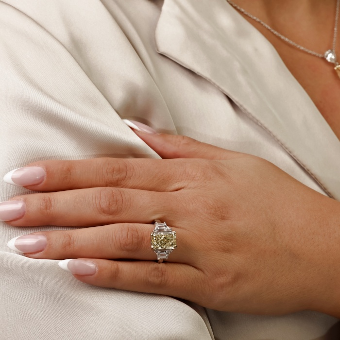 Radiant Three Stone Engagement Ring