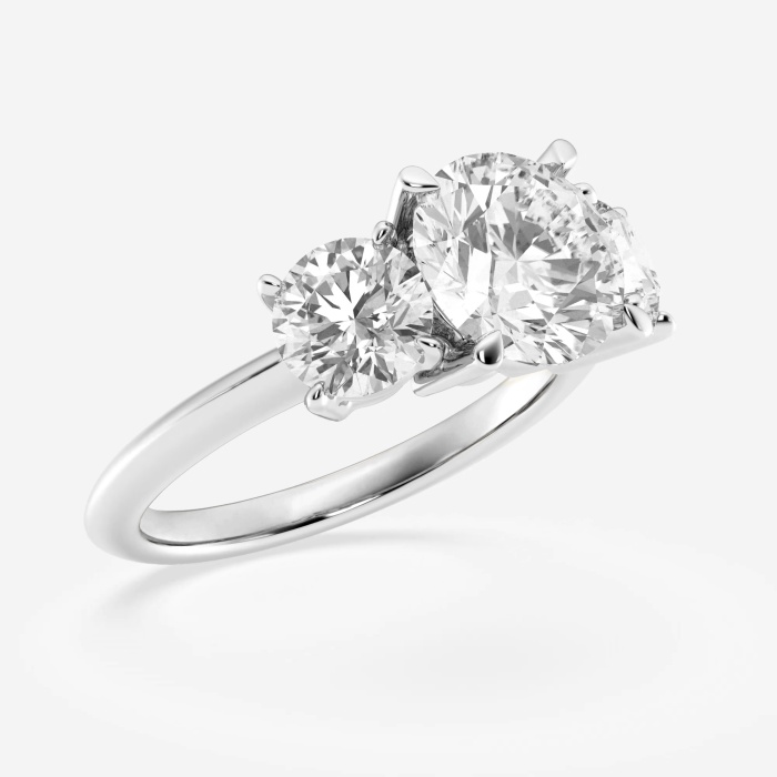 ronde lab-grown diamanten driestenen ring van 4 ctw