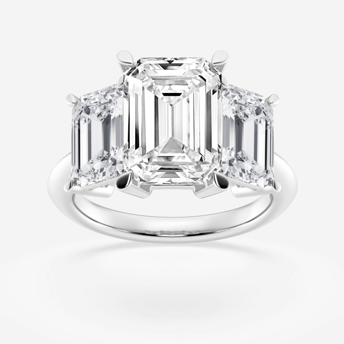 9 ctw Emerald Lab Grown Diamond  Three Stone Ring