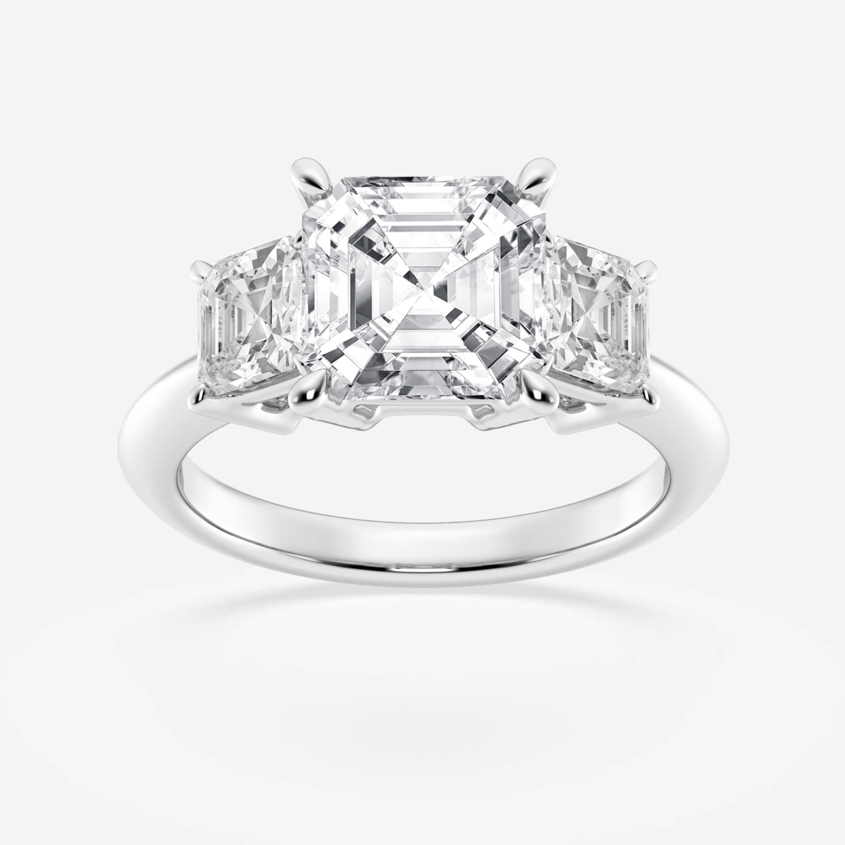 4 ctw Asscher Lab Grown Diamond Three-Stone Ring