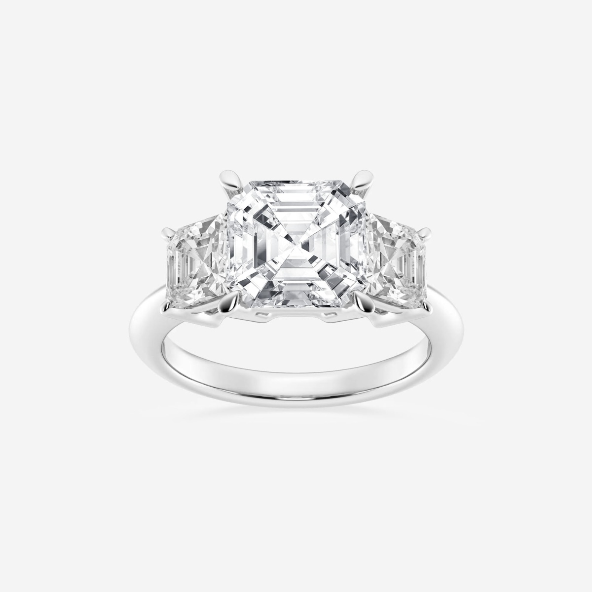 6 ctw Asscher Lab Grown Diamond Three-Stone Ring