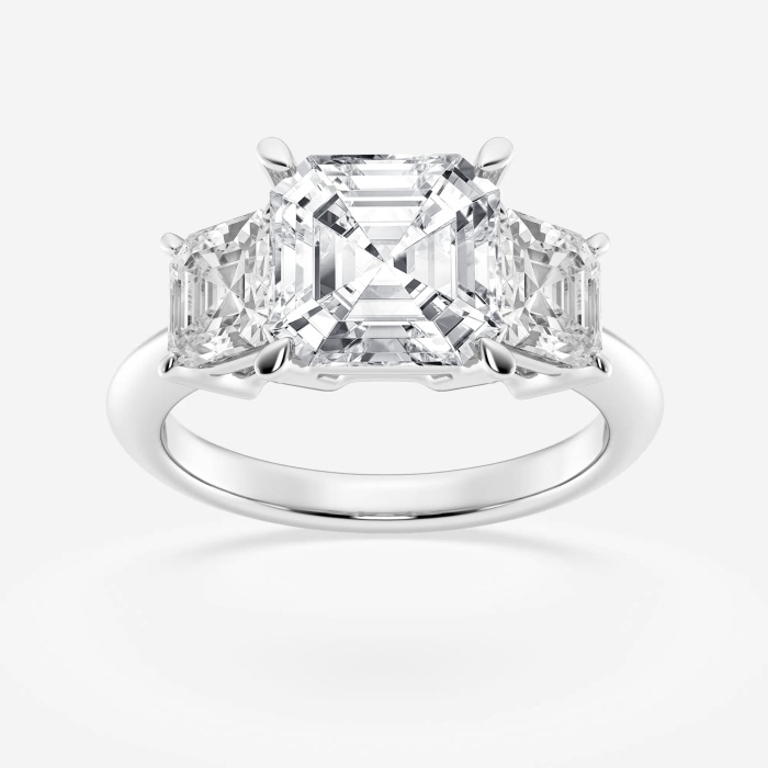 6 ctw Asscher Lab Grown Diamond Three-Stone Ring
