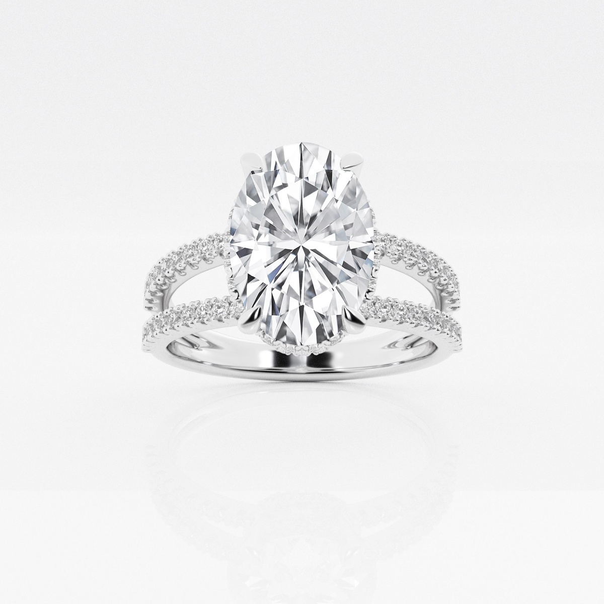 Badgley Mischka Near-Colorless 3 1/3 ctw Oval Lab Grown Diamond Split Shank Engagement Ring