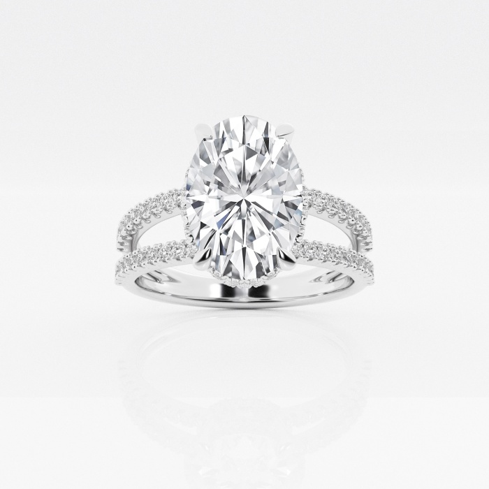 Badgley Mischka Near-Colorless 3 1/3 ctw Oval Lab Grown Diamond Split Shank Engagement Ring
