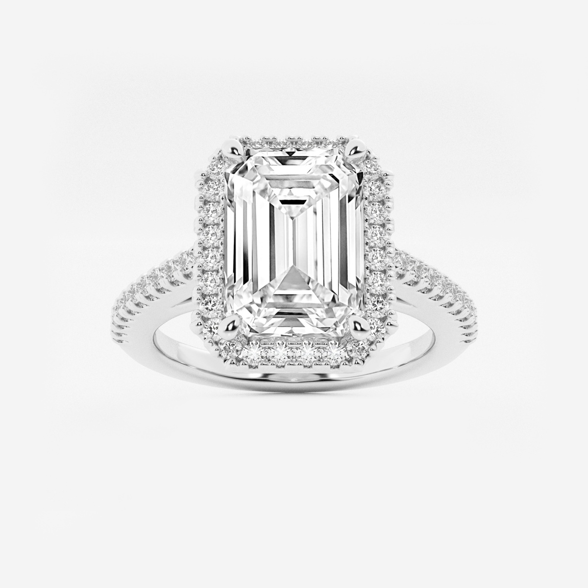 3 1/2 ctw Emerald Lab Grown Diamond Framed Engagement Ring