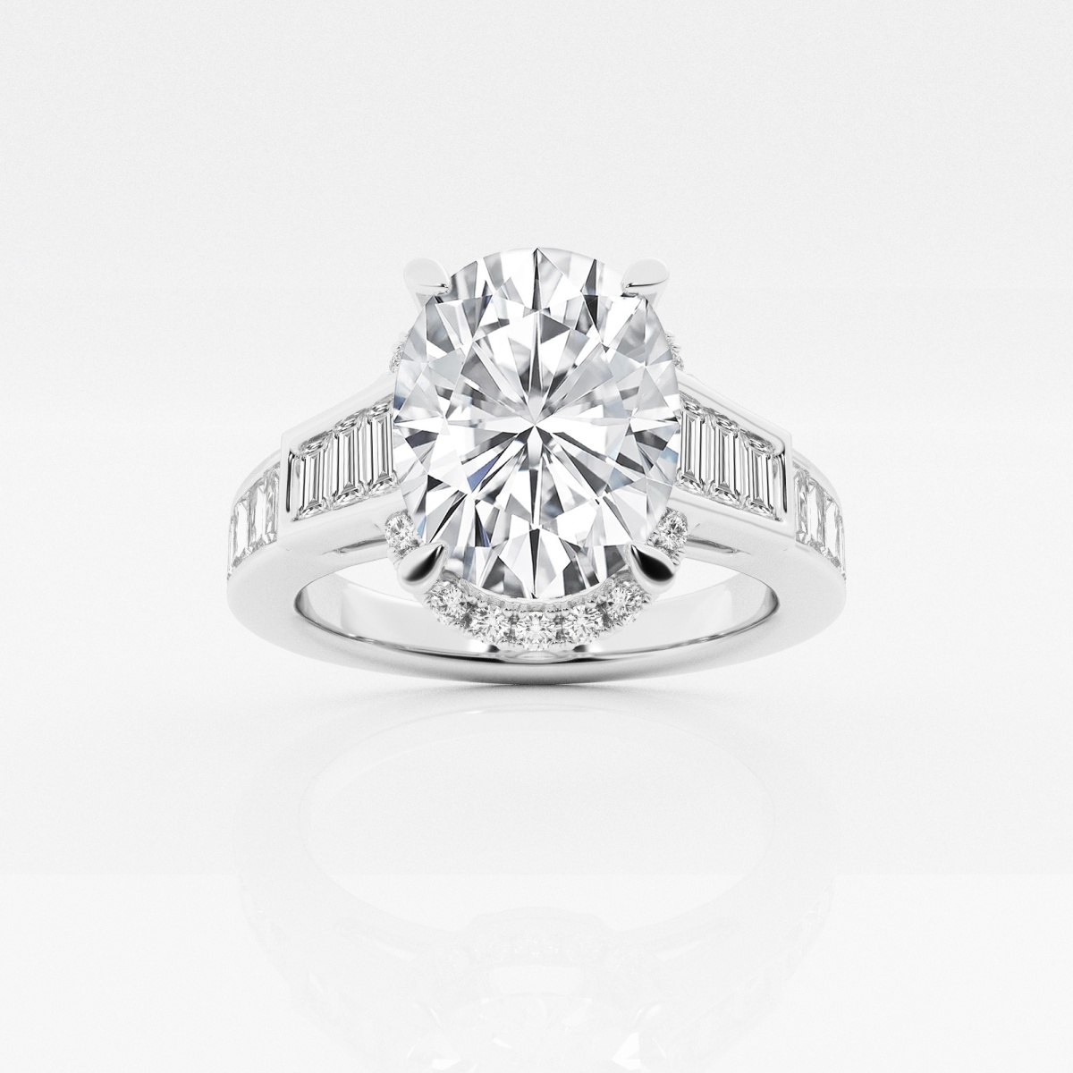 Badgley Mischka Near-Colorless 3 1/2 ctw Oval Lab Grown Diamond Channel Band Engagement Ring