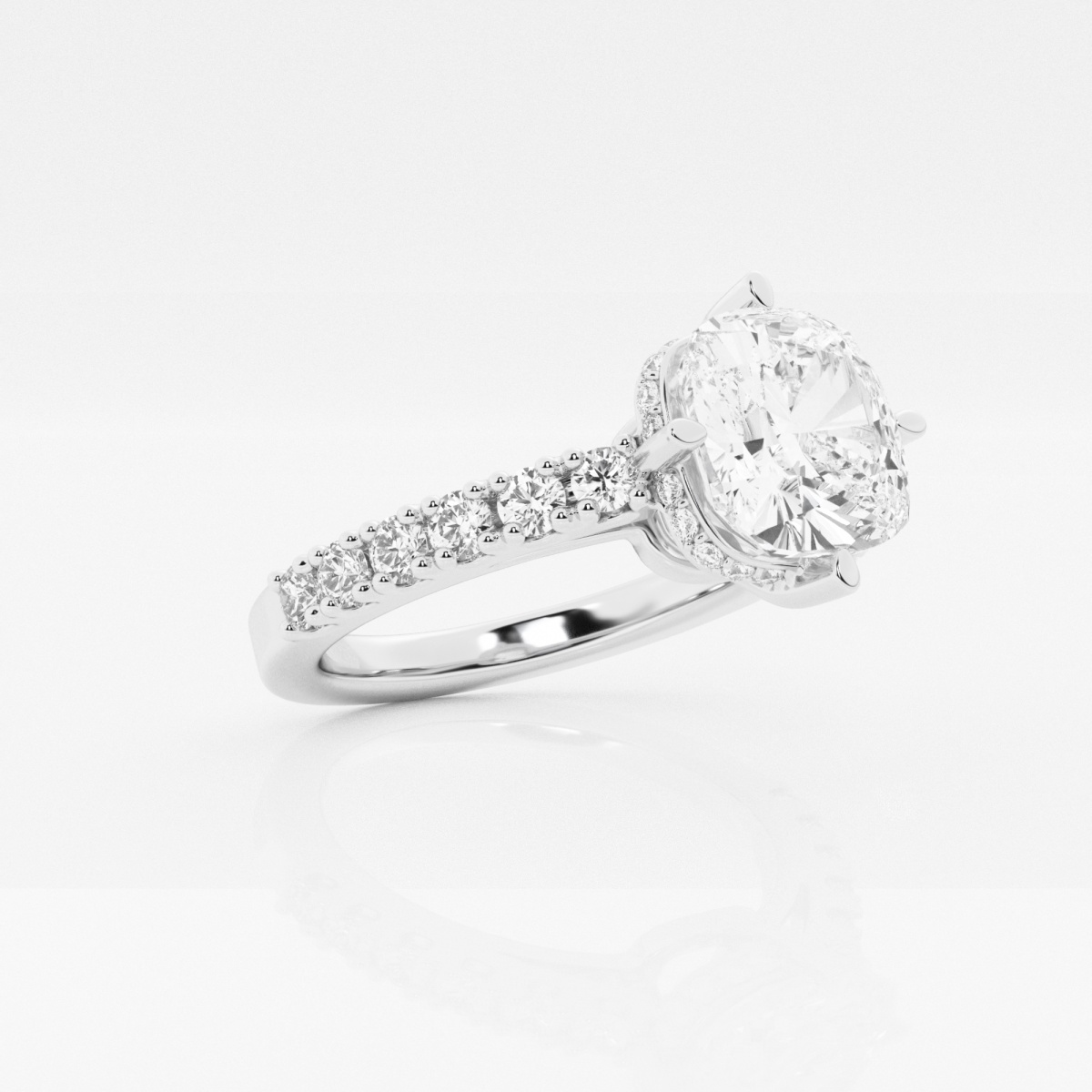 Badgley Mischka Near-Colorless 4 1/8 ctw Cushion Lab Grown Diamond Hidden Halo Engagement Ring