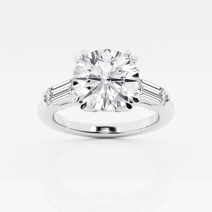 Badgley Mischka Colorless 3 1/10 ctw Double Prong Round Lab Grown Diamond Side Stone Engagement Ring