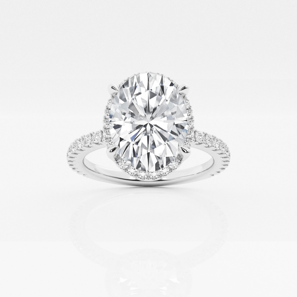 Badgley Mischka Near-Colorless 3 3/4 ctw Oval Lab Grown Diamond Hidden Halo Engagement Ring