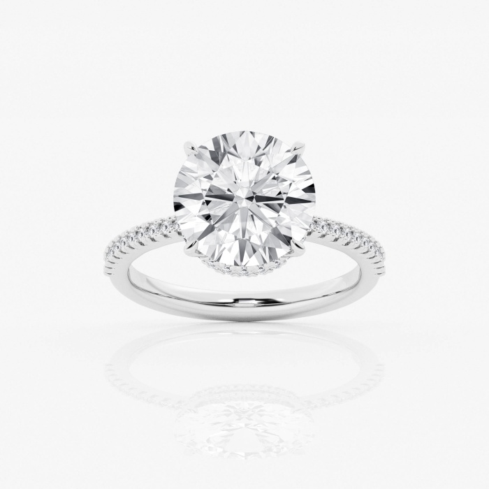 Badgley Mischka Farbloser Verlobungsring mit rundem Lab-Grown-Diamant und Seitenstein von 5 1/3 ctw