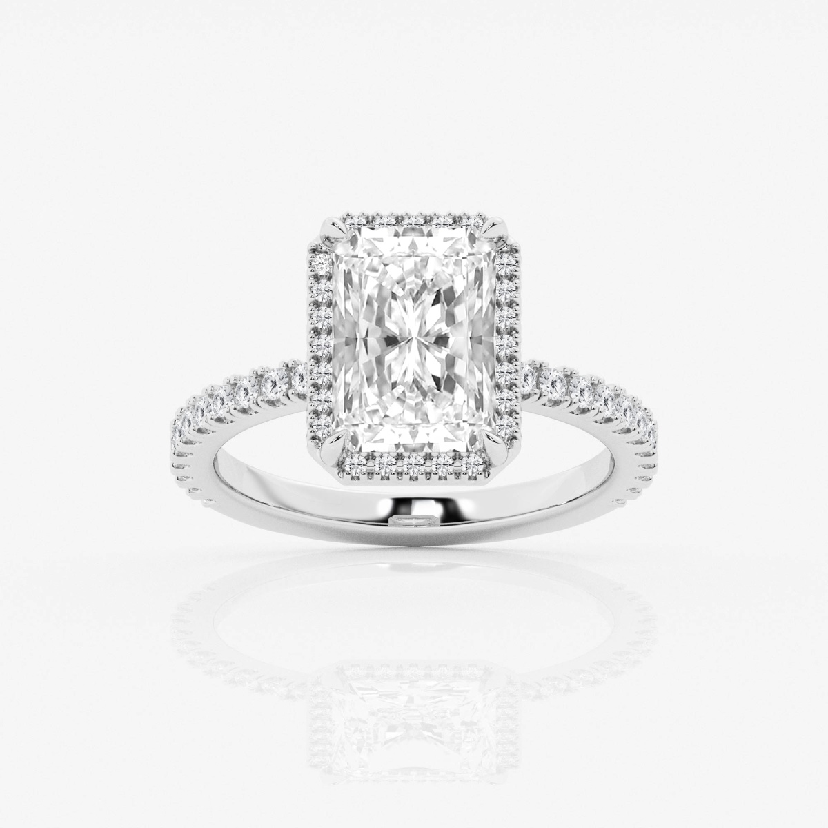 3 2/5 ctw Cushion Colorless Lab Grown Diamond Large Halo Engagement Ring 18K White Gold EF, VS2+ Badgley Mischka