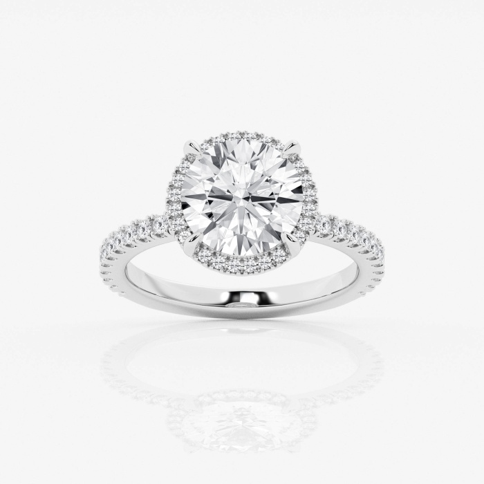 3 2/5 ctw Cushion Colorless Lab Grown Diamond Large Halo Engagement Ring 18K White Gold EF, VS2+ Badgley Mischka