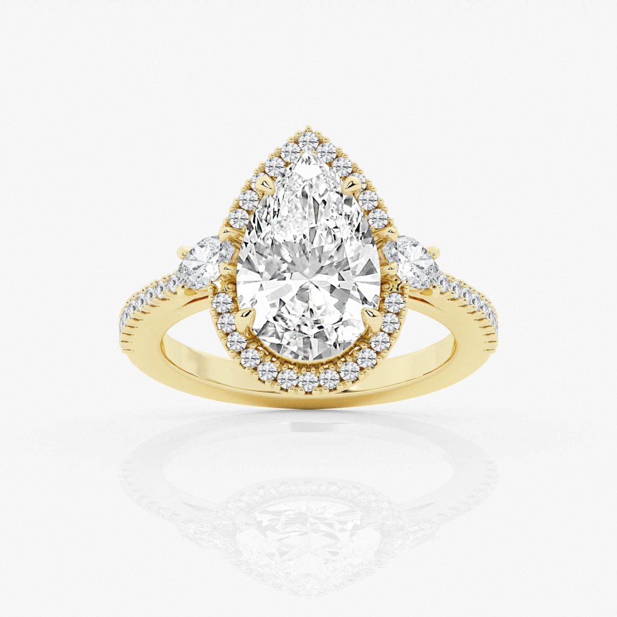 Pear Diamond Halo Engagement Ring 4 / Yellow Gold