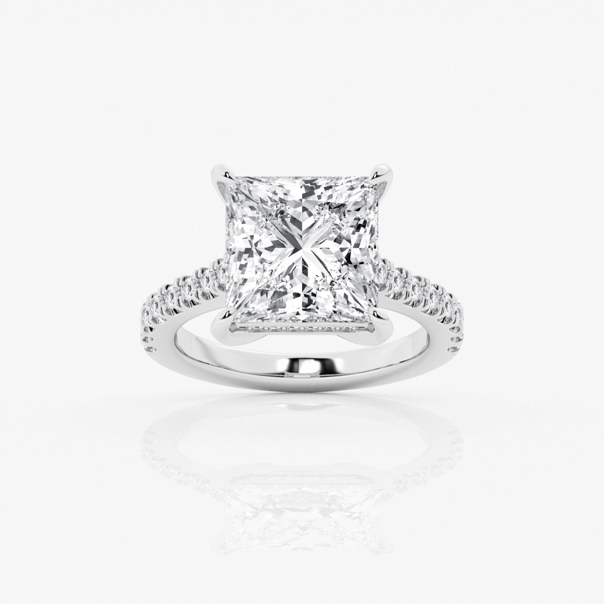 Badgley Mischka Colorless 4 1/3 ctw Princess Lab Grown Diamond Hidden Halo Engagement Ring