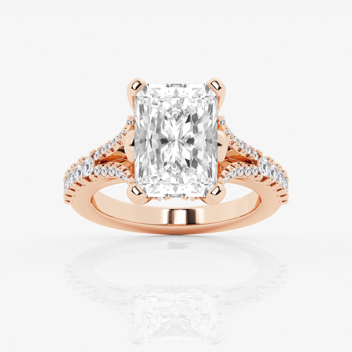 Badgley Mischka Colorless 5 2/3 ctw Radiant Lab Grown Diamond Side Stone  Engagement Ring 18K Rose Gold, EF, VS2+