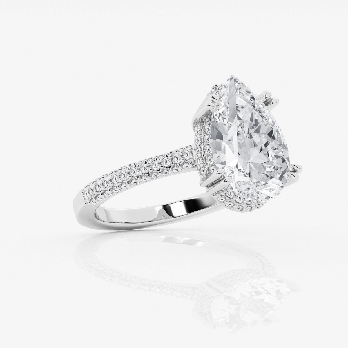 Pear Shaped Diamond Ring, Pear Lab Grown Diamond Halo Engagement Ring