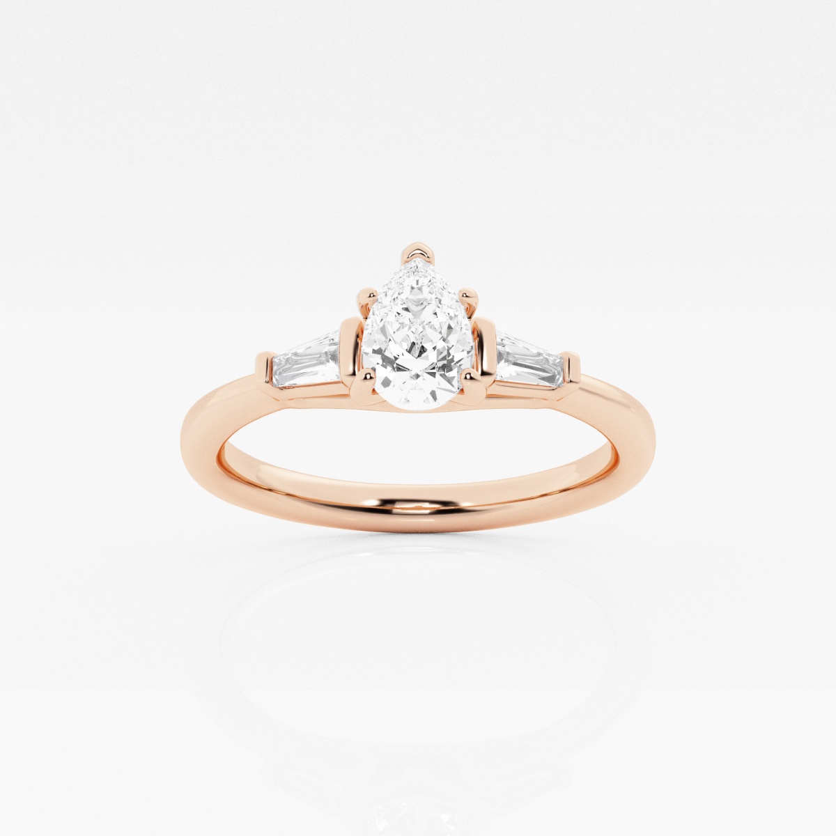 2/3 ctw Pear Lab Grown Diamond Baguette Sides Engagement Ring