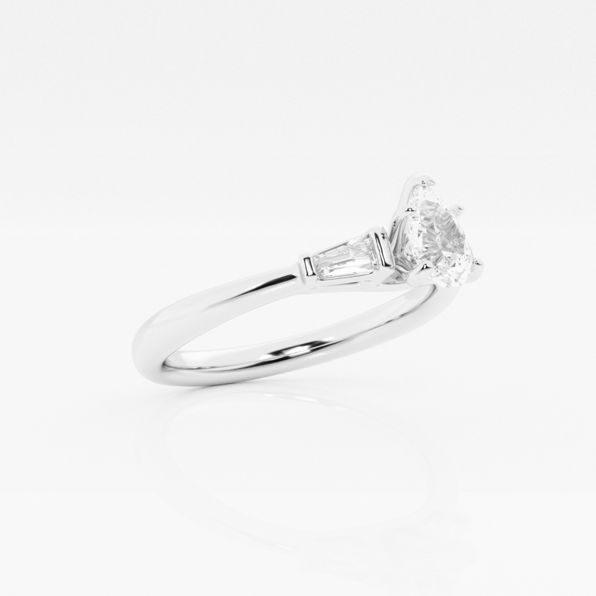 2/3 ctw Pear Lab Grown Diamond Baguette Sides Engagement Ring