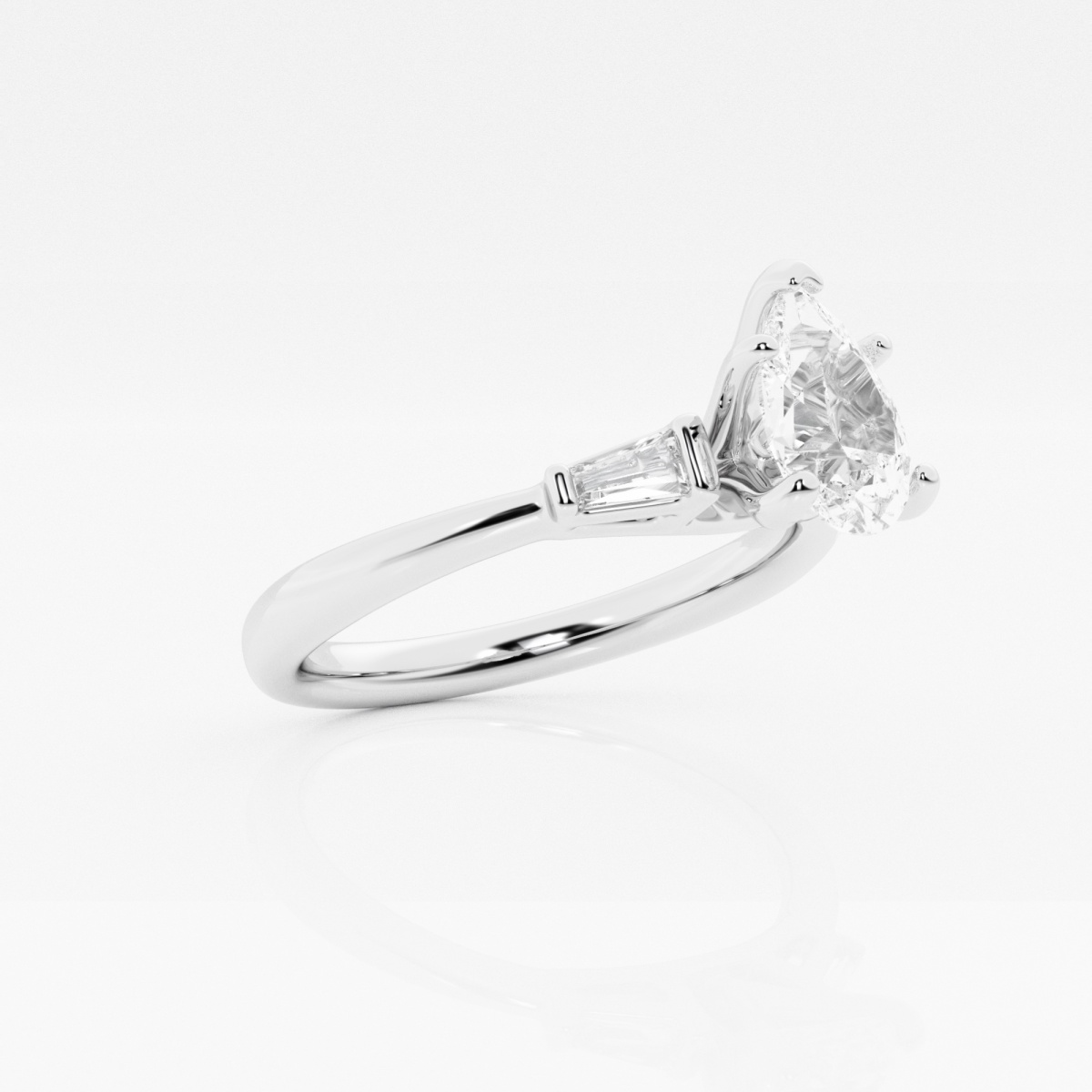 Additional Image 1 for  1 1/8 ctw Pear Lab Grown Diamond Baguette Sides Engagement Ring