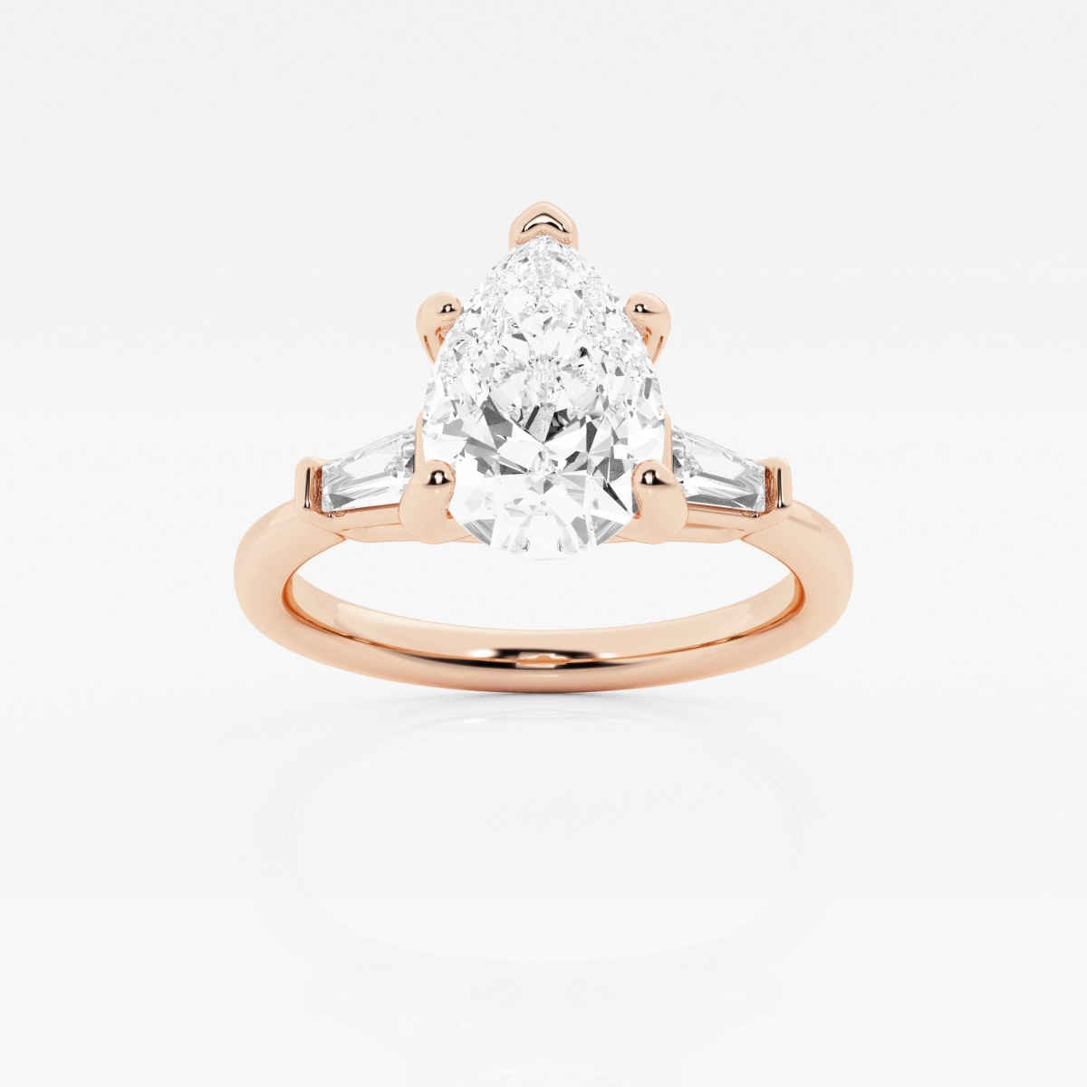 2 1/4 ctw Pear Lab Grown Diamond Baguette Sides Engagement Ring