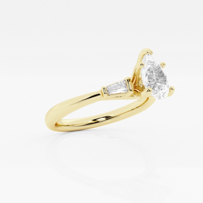 1 1/8 ctw Pear Lab Grown Diamond Baguette Sides Engagement Ring