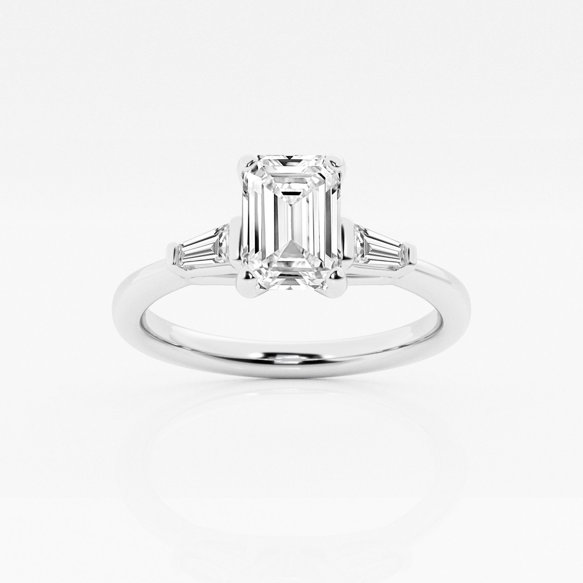 2/3 ctw Emerald Lab Grown Diamond Baguette Sides Engagement Ring