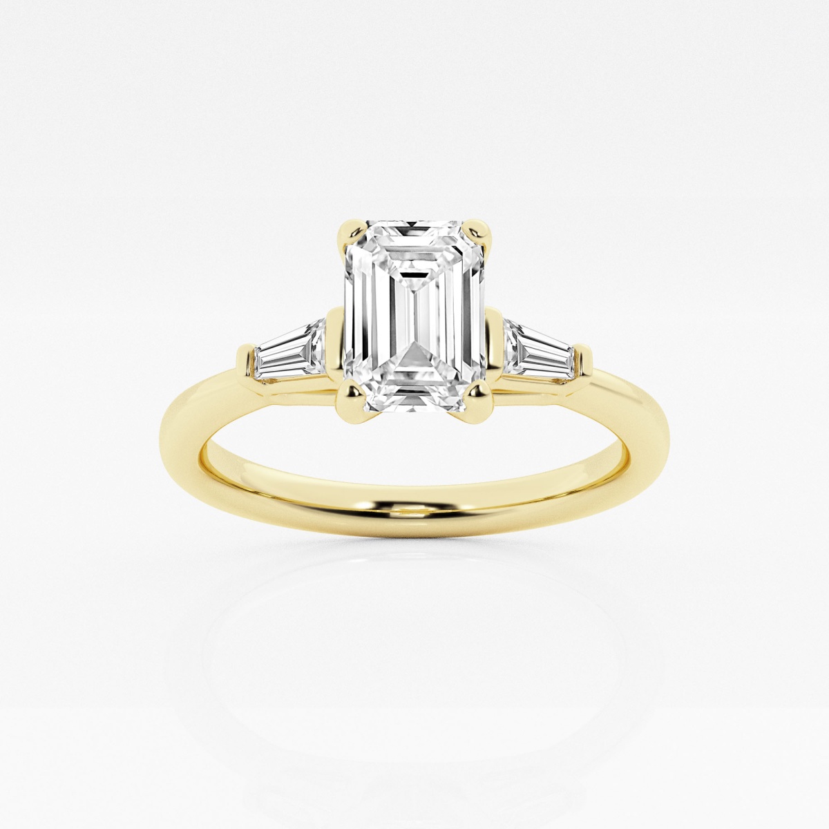2/3 ctw Emerald Lab Grown Diamond Baguette Sides Engagement Ring