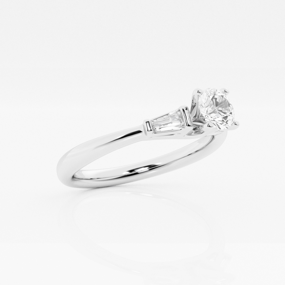 2/3 ctw Round Lab Grown Diamond Baguette Sides Engagement Ring