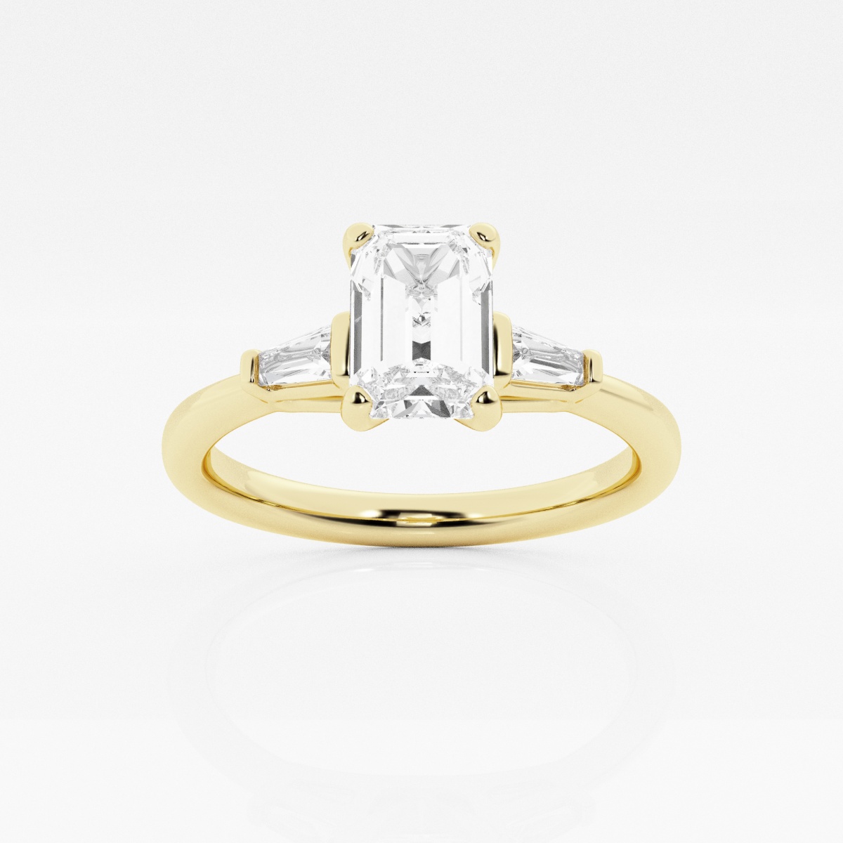 1 1/8 ctw Emerald Lab Grown Diamond Baguette Sides Engagement Ring