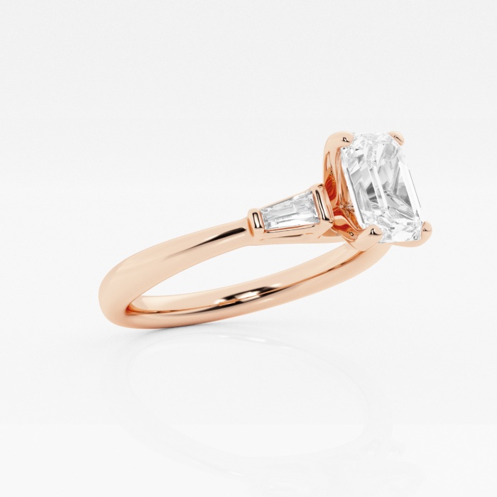 1 1/8 ctw Emerald Lab Grown Diamond Baguette Sides Engagement Ring