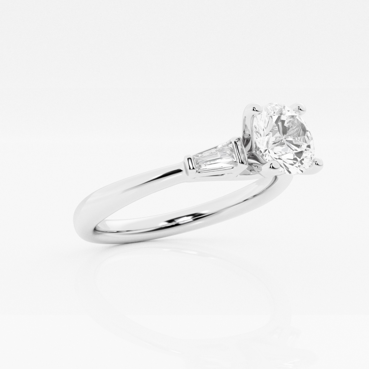 Additional Image 1 for  1 1/8 ctw Round Lab Grown Diamond Baguette Sides Engagement Ring