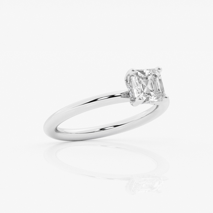 Additional Image 2 for  1 ctw Asscher Lab Grown Diamond Hidden Halo Engagement Ring